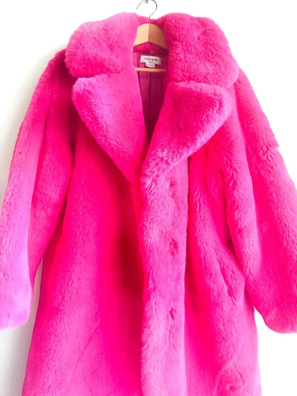 Noize Hot Pink Super Plush Faux Fur  Midi Teddy Coat NEW XXL - Picture 4 of 9